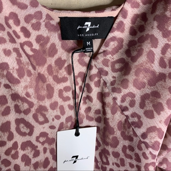 7 for All Mankind SEAMED CHIFFON SLIP DRESS IN ROSE LEOPARD - Picture 6 of 8
